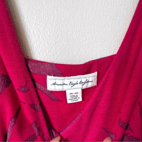 American Eagle V Neck Pink Floral Sleeveless Dress Size Medium - Picture 4 of 6